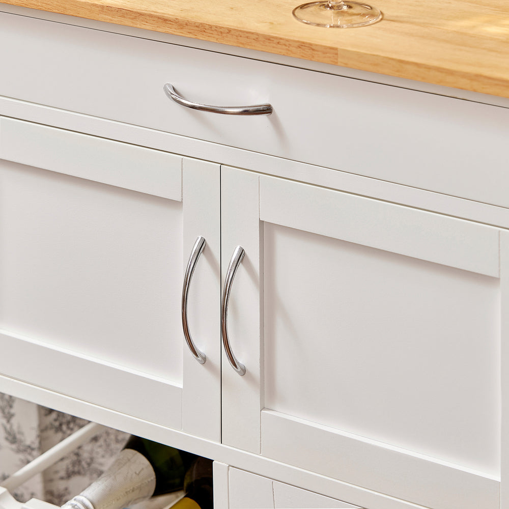 SoBuy Keukenwagen met 1 lade, 3 deuren & 3 wijn opbergplanken - Max. 30KG - 67 x 87 x 37 cm - Wit