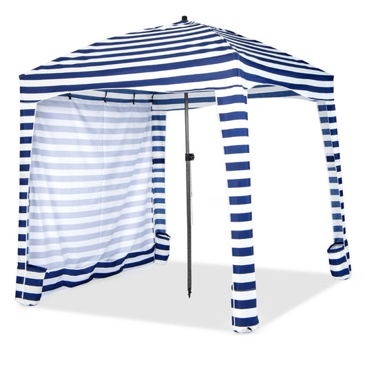 Coast Opvouwbare Strandtent - Met Draagtas - Verwijderbare Zijwand - 183 x 183 x 215-240 cm - Blauw met Wit
