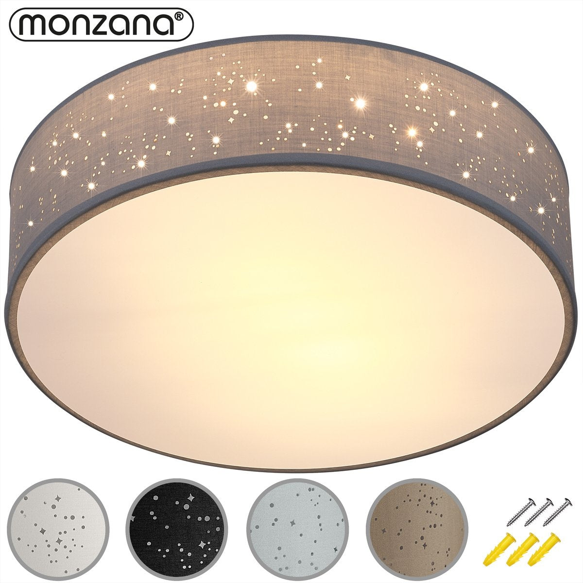 Plafondlamp – Sterrenhemel – Rond - Ø 30cm – 40 Watt - Stof -Zwart