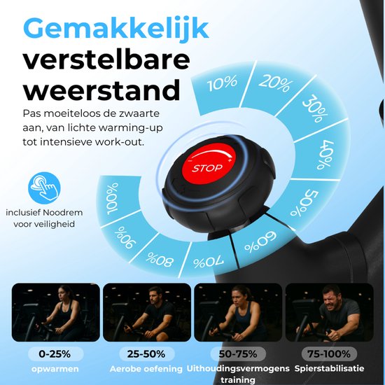 Hometrainer - Fitness Fiets - Spinningfiets - 8KG Vliegwiel - Hartslagmeter - Incl App - Extreem stil
