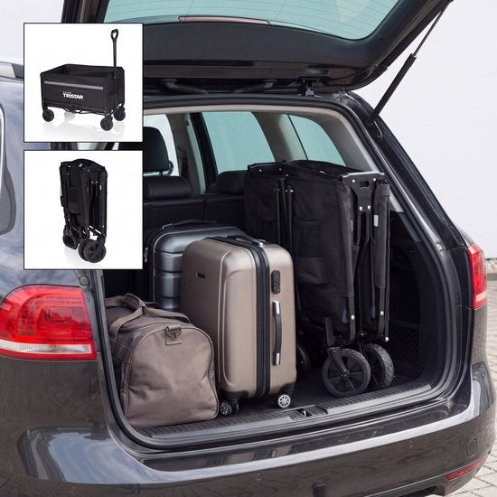Tristar Bolderkar Opvouwbaar – 120 L – 100 kg Draagvermogen – Staal – Zwenkwielen – Inklapbare Bolderwagen Met Laadklep - Incl. Waterdichte Hoes - Compact - Festival - HC‑0917