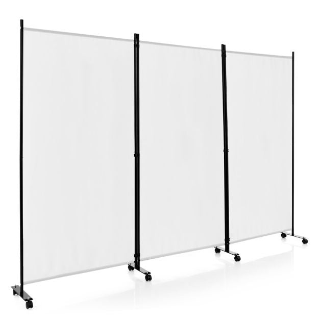 Inwendig Kamerscherm met 3 Uitneembare Vouwpanelen 262x180cm Scheidingswand met 8 Wielen Frame van Polyestervezelijzer
