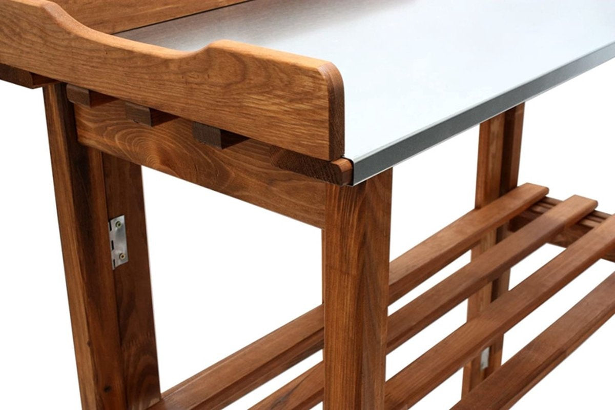 Garten Plantentafel met Zinken Blad - Houten Schap - Inklapbaar - 94 x 43 x 86 cm