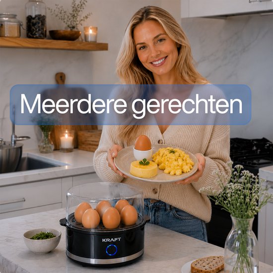 KRAFT Eierkoker Zwart - 7 Eieren - Elektrisch Eieren Koken