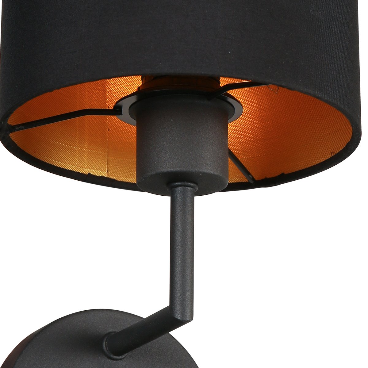 Wandlamp Noor 1562ZW - Verstelbaar met leeslampje, Goud/Zwart, Metaal/Textiel, Mexlite - Tijdloos Design voor Binnengebruik