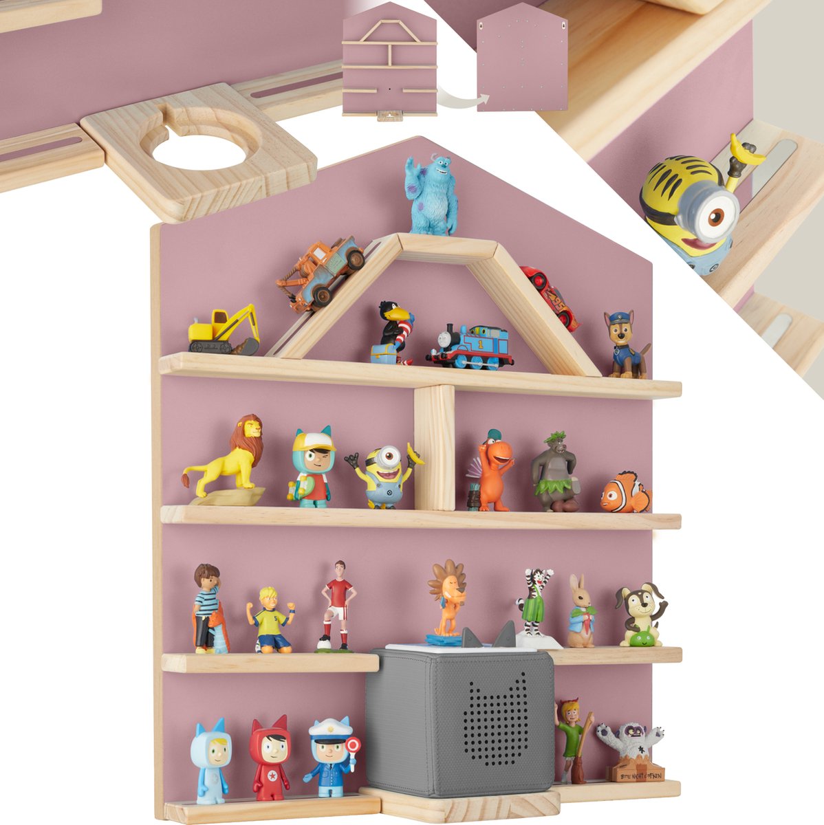 tectake Mylittle Story Wandrek voor Tonies – Huisvorm – Hout – Kersenlook