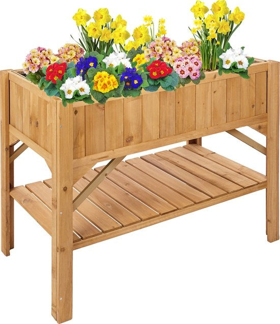 tectake® - Hoge plantenbak met legplank - Kweekbak - Stekjesbak - 119x53x90cm - 403232
