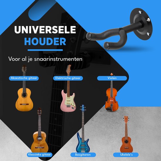 Finesse Gitaar Muurbeugel - met Plectrums - Wandbeugel - Gitaarstandaard