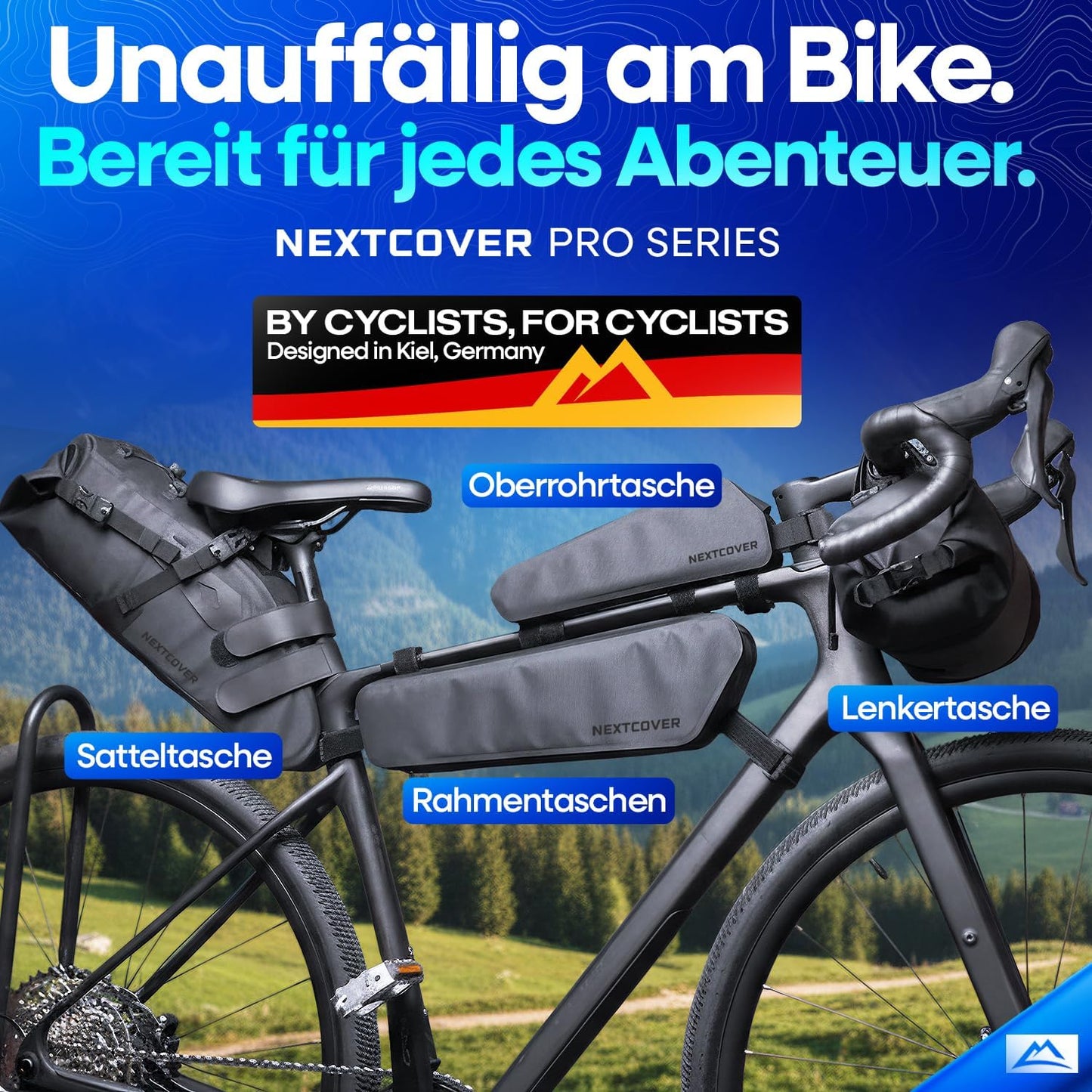 Nextcover Bikepacking Zadeltas 12L - AquaShield TPU - Waterdicht - Zwart