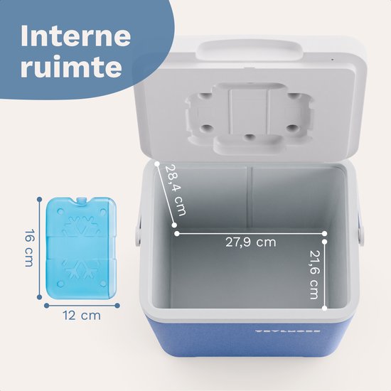 TRVLMORE Koelbox 14L - 47 Uur Koeling - Frigobox - Inclusief Koelelement - Koelbox Klein - Blauw