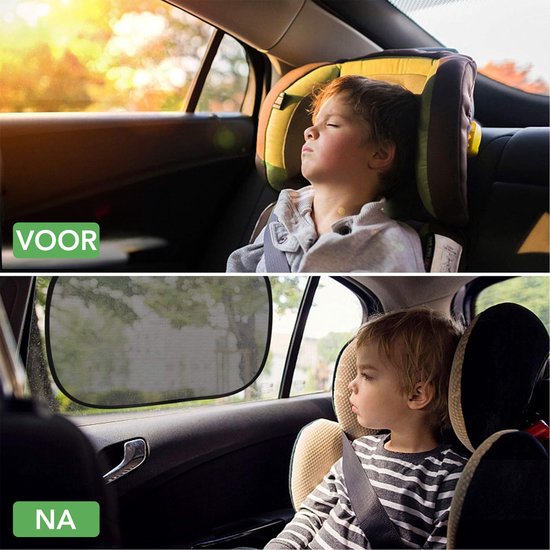 Travelhawk Zonnescherm Auto Baby - 2 Stuks - Zonwering Auto - UV Protectie voor Baby en Kind - Zonwering Zijruiten - Zelfklevend - Zwart
