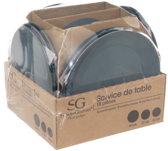 Secret de gourmet Servies set Colorama uni - 18-delig - blauw - dinerservies - tafelservies - 6 personen