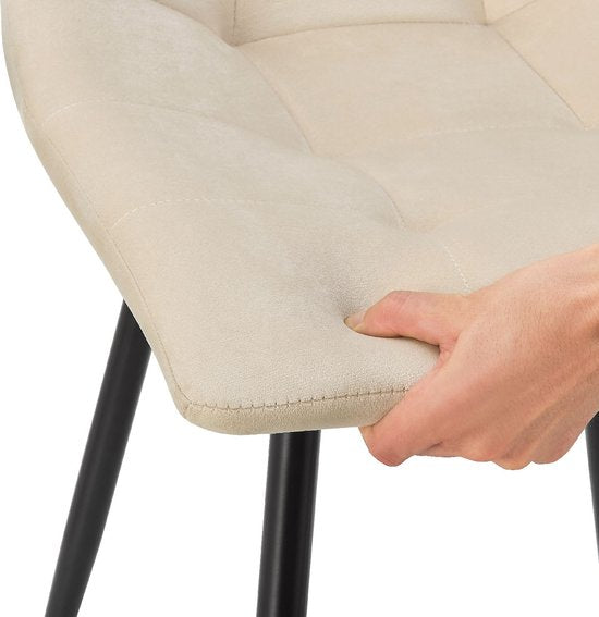 Stalen Eetkamerstoelen Blanca - Set van 2 - Beige - Fluweel