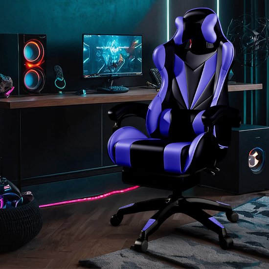Bayt Gamestoel - Gaming chair - Gamingstoel - Comfort gamer stoel - Zwart en Donkerblauw