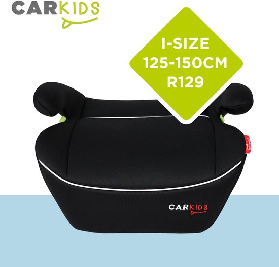Carkids I-Size Zitverhoger Alex - Voldoet aan I-Size R-129 Norm - Voor Kinderen van 125-150cm – Afneembare & wasbare hoes - Flexibele installatie – Zwart/Wit