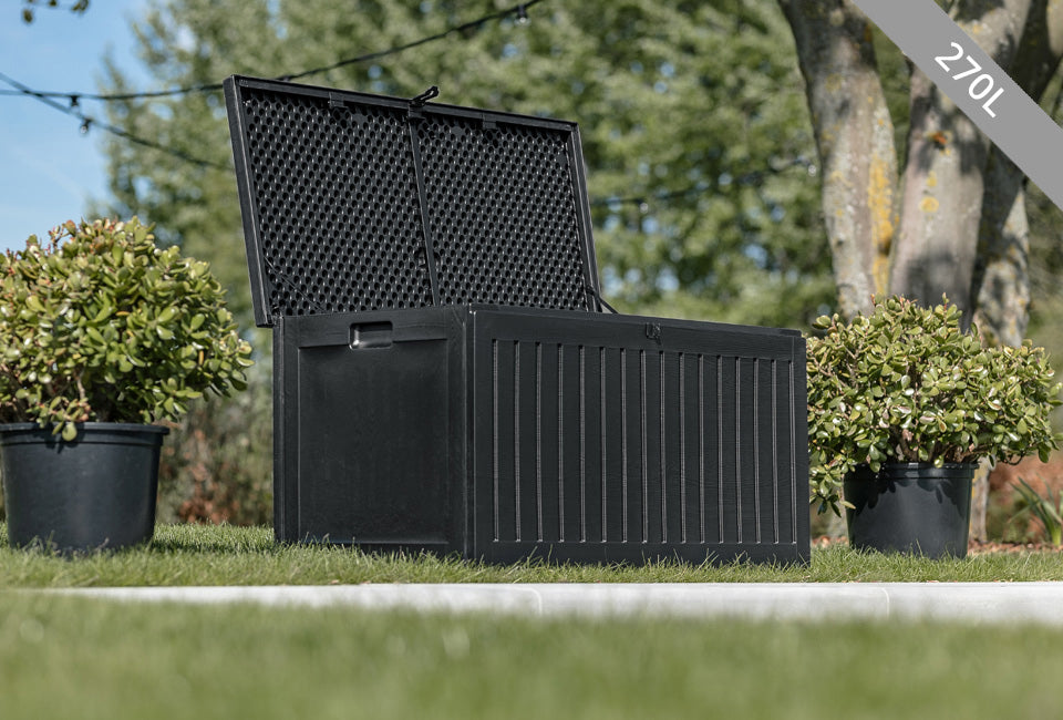 Hortensus opbergkoffer van 390 Liter - 152 x 56 x 11cm - 200 KG + - Zwart