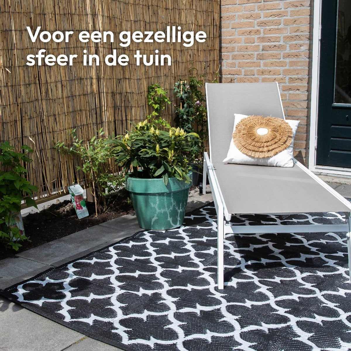 Gadgy Picknickkleed XL - Omkeerbaar - Incl. Draagtas - 230x160 cm - Wit/Zwart