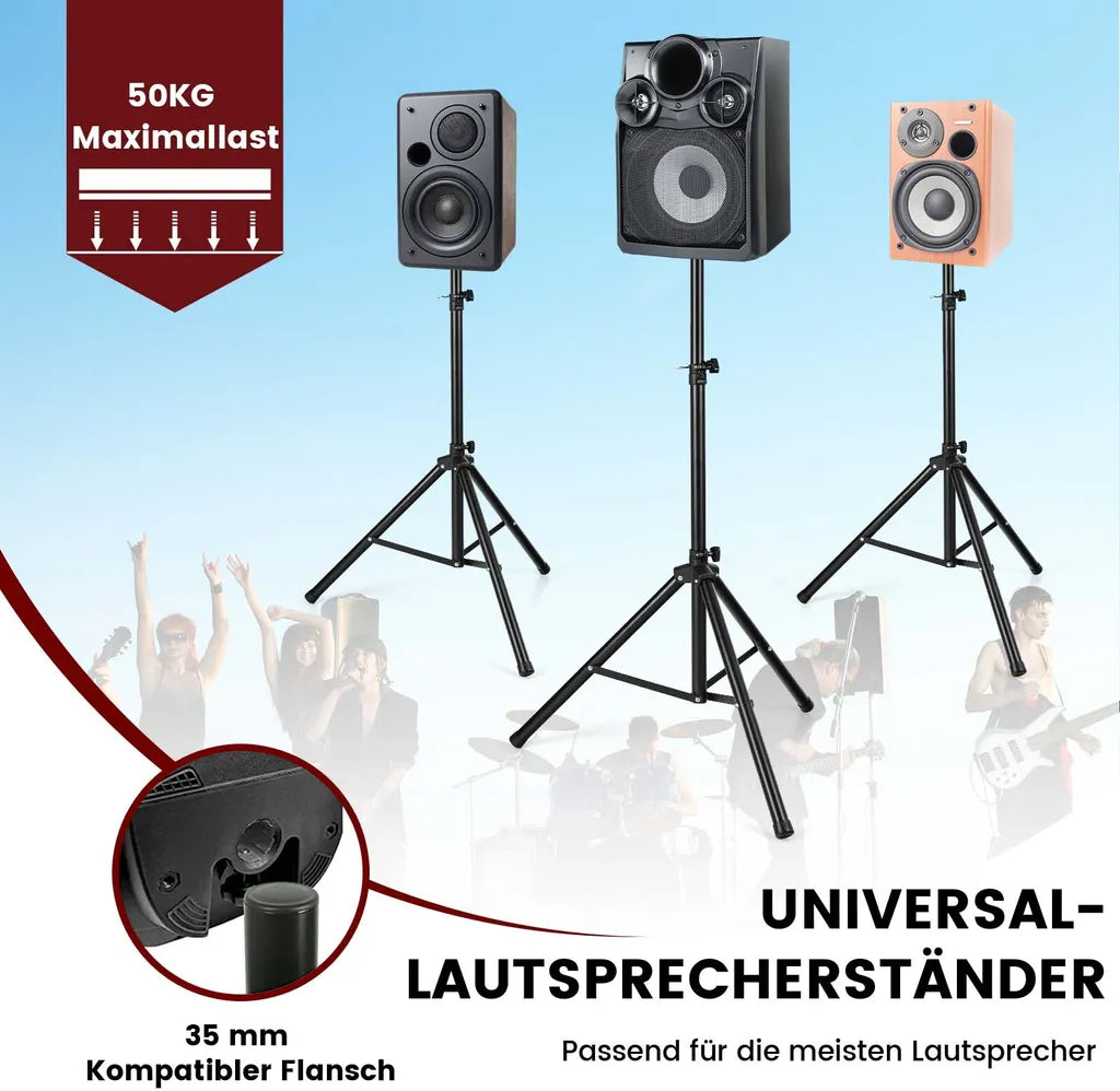 Coast Speakerstatief – Verstelbaar tot 183 cm – max. 50 kg – 12 x 12 x 97 cm – Zwart