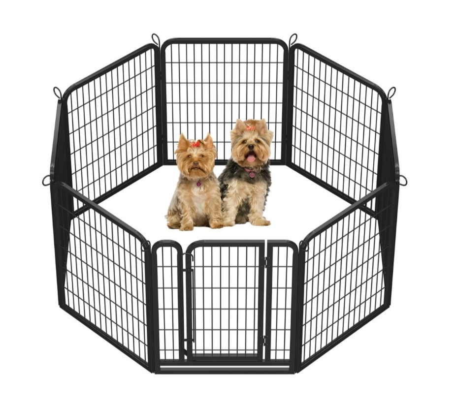Yaheetech Puppyren 8-delig 200 x 68 x 80 cm - Zwart - Opvouwbare Hondenren - Met Deur en Draagtas
