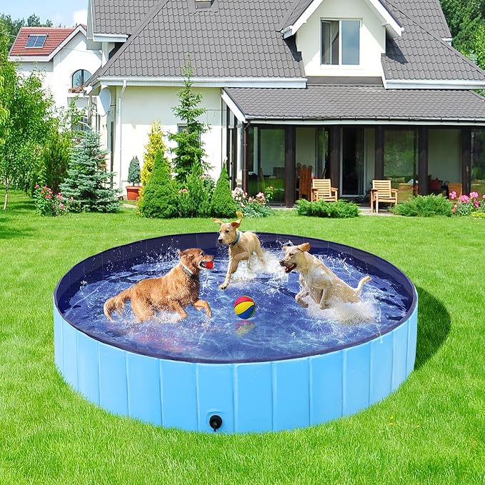 Yaheetech Hondenzwembad Ø180 x 30 cm - Opvouwbaar - PVC - Met Borstel/4 Patches - Blauw