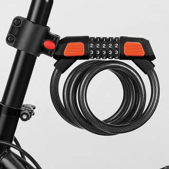 Garpex® Fietsslot Cijferslot - Cijfer Slot Fiets of Electrische Step - Kabelslot Hangslot - Zwart met Beugelbevestiging