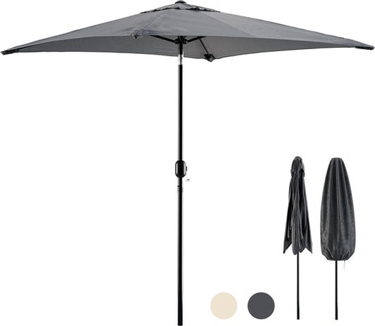 Tristar Stokparasol - Vierkant - 200x200cm - Balkon & Tuin - Kantelbaar - Incl. Beschermhoes - PA-7901 - Donkergrijs