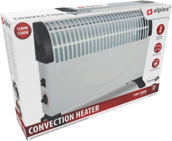 alpina Convectorkachel - 1500W - Op Voeten - Aanpasbare thermostaat - Wit