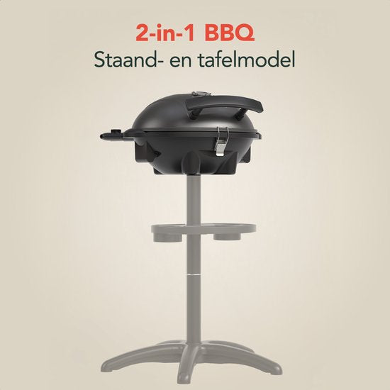KitchenBrothers Elektrische BBQ - Opvouwbaar - Anti-aanbaklaag - tot 250°C - 2400W - Zwart