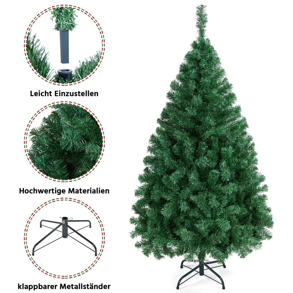 Yaheetech Kunstkerstboom - 154 cm Groen - 398 Takken - Realistisch - Opvouwbare Standaard - Compact - Groen