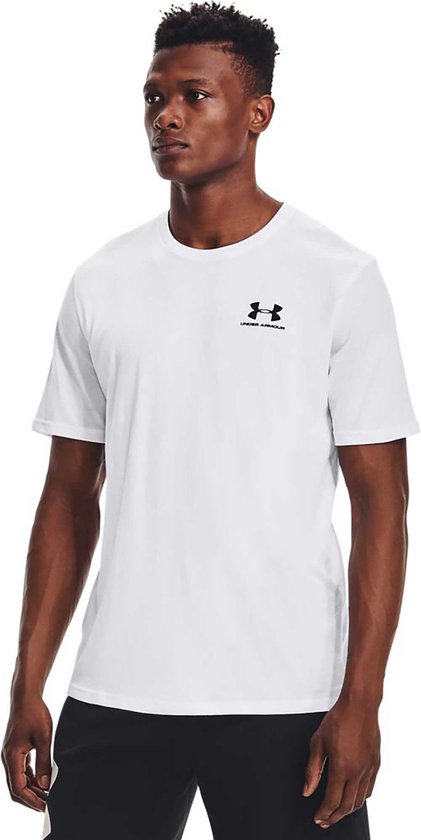 Under Armour UA M SPORTSTYLE LC SS-WHT Heren Sportshirt - Wit - Zwart