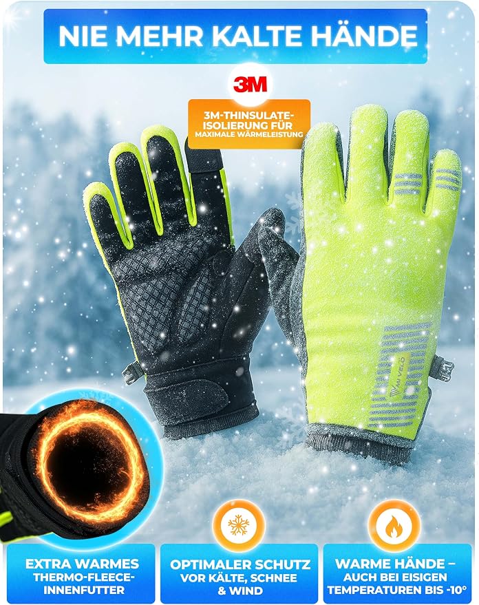 MIVELO Fietshandschoenen Winter - Geel - Maat S - 3M Thinsulate, Touchscreen