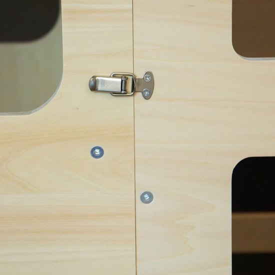 Sunny Mae Leertoren 2-in-1 – Houten Kinder Leertoren en Speelmeubel – Omkeerbaar tot Tafeltje met Stoel – Met Krijtboard – Montessori-geïnspireerd Keukenhulpje – Veilig en Educatief Speelgoed