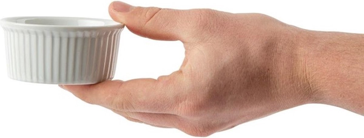 BIA Olympia 6x Crème Brûlée Schaaltje / Ramekin - 9 cm Ø - Wit Porselein - Oven, Vriezer en Vaatwasserbestendig