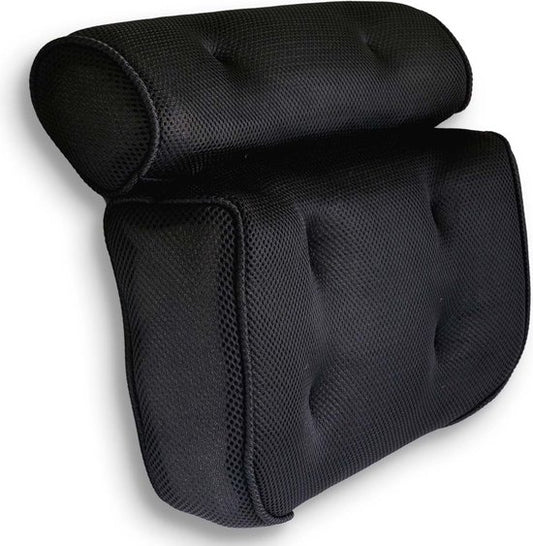 Loti Living Badkussen voor in bad – Badkussen – Nekkussen bad – Hoofdsteun bad – Badkussen met zuignappen – 6 Zuignappen – Ergonomisch nekkussen – Antislip - Zwart