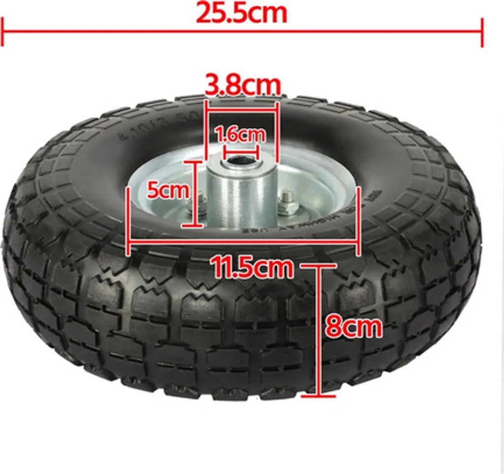 Yaheetech Massieve PU Wielen Set van 4 - Ø255 mm - Lekvrije Vervangingswielen met Metalen Velg voor Steekwagen en Kruiwagen