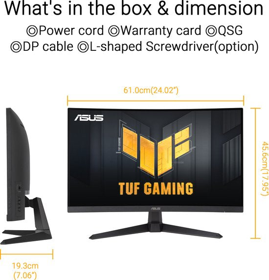 ASUS TUF Gaming VG27VQM1B - FHD Gebogen Gaming Monitor - 280Hz - FreeSync Premium - 27 Inch