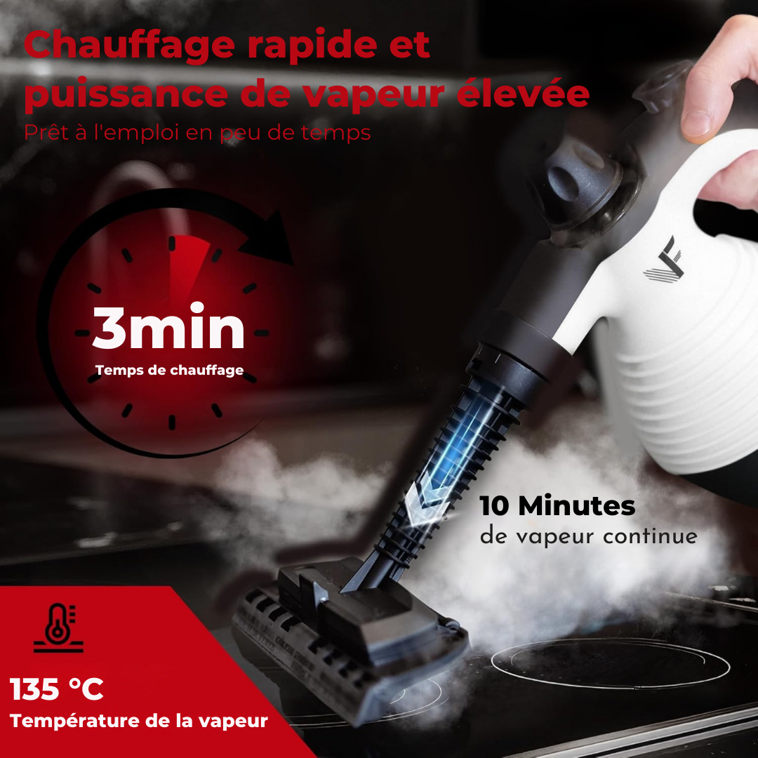 Handstoomreiniger - Stoomregeling - Inclusief 10 accessoires - 350 ml tank - Wit