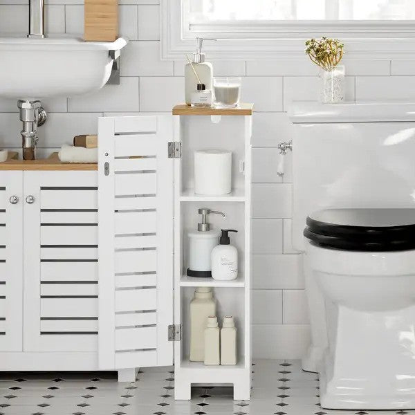 Sobuy - Toiletkast met Papierhouder –Wit - 20x75x18 cm