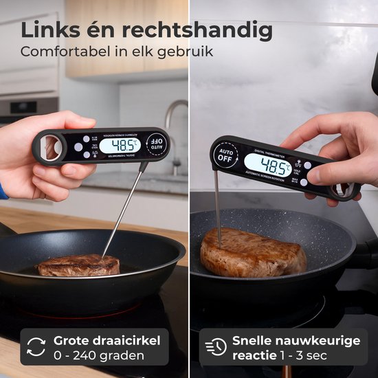 Nuvance Vleesthermometer - BBQ Accessoires - Digitale Thermometer - Kook - voor Keuken, Oven, Kern, Voedsel & Suiker