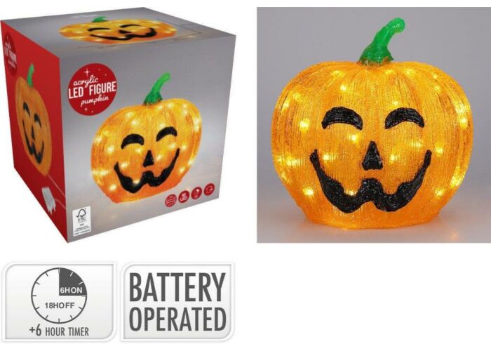 Pompoenlamp Halloween - 50 LED - Set van 2 - 25 cm - Oranje