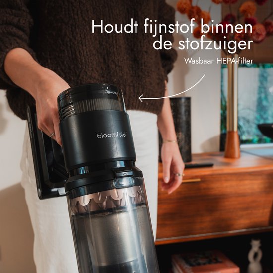 Bloomfold Draadloze Steelstofzuiger Swift – Kruimeldief - Met Laser en Vuildetectie – Krachtige 350W Accustofzuiger voor Dierenharen – Lichtgewicht – 60 min Accu