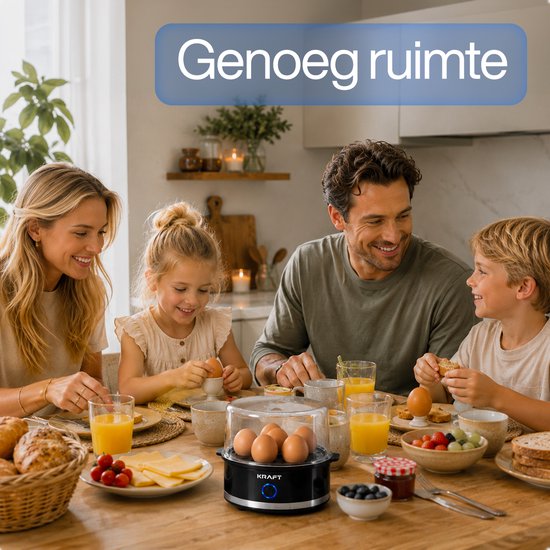 KRAFT Eierkoker Zwart - 7 Eieren - Elektrisch Eieren Koken