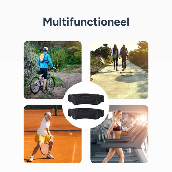 Alyze Patella Brace - 2 Pack - Verstelbaar - Knie - Patella bandje - Ergonomisch ontwerp - Zwart - Ondersteuning voor sport - Braces - Band - Knee