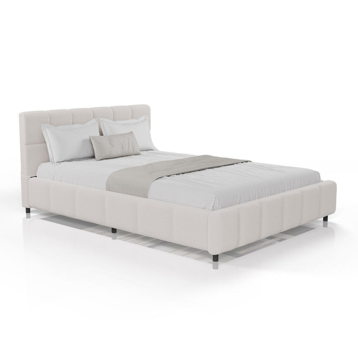 Juskys Polsterbett Florenz - 140x200 cm - Bouclé - Creme