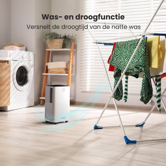 Auronic Luchtontvochtiger – Wasdroogfunctie  – 10 liter, 30 m² – 195 W – 57 x 23,7 x 21,5 cm – Wit