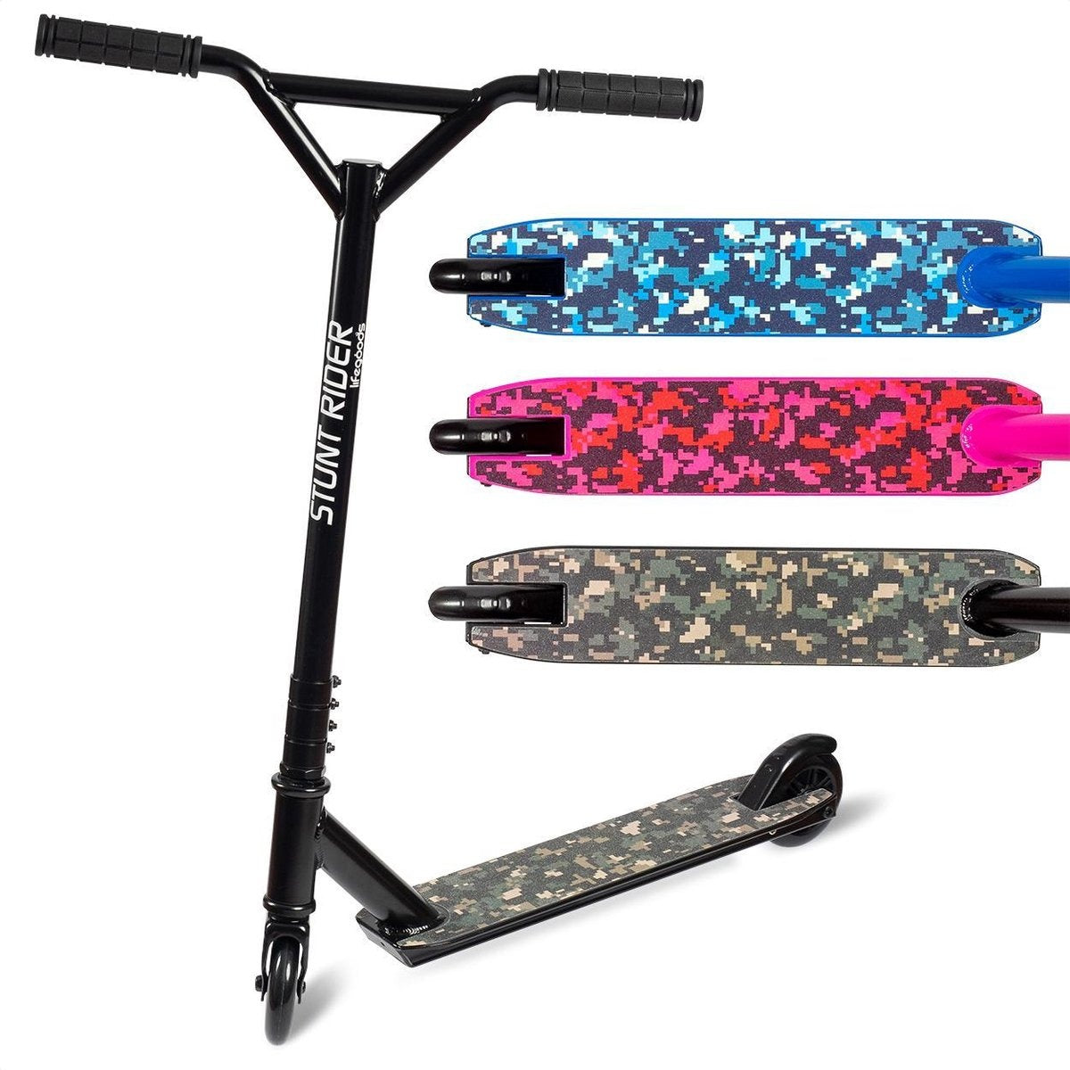 LifeGoods StuntRider - Stuntstep - 100mm Wielen - Zwart