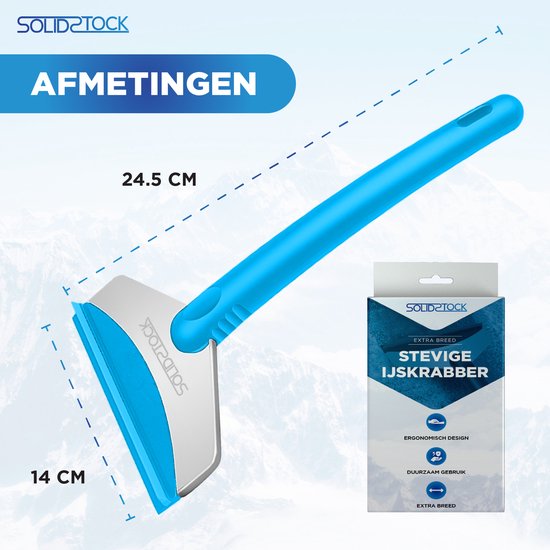 SolidStock IJskrabber Auto - Krabber Auto - Extra breed - Raamkrabber - Ergonomsich Design - Blauw