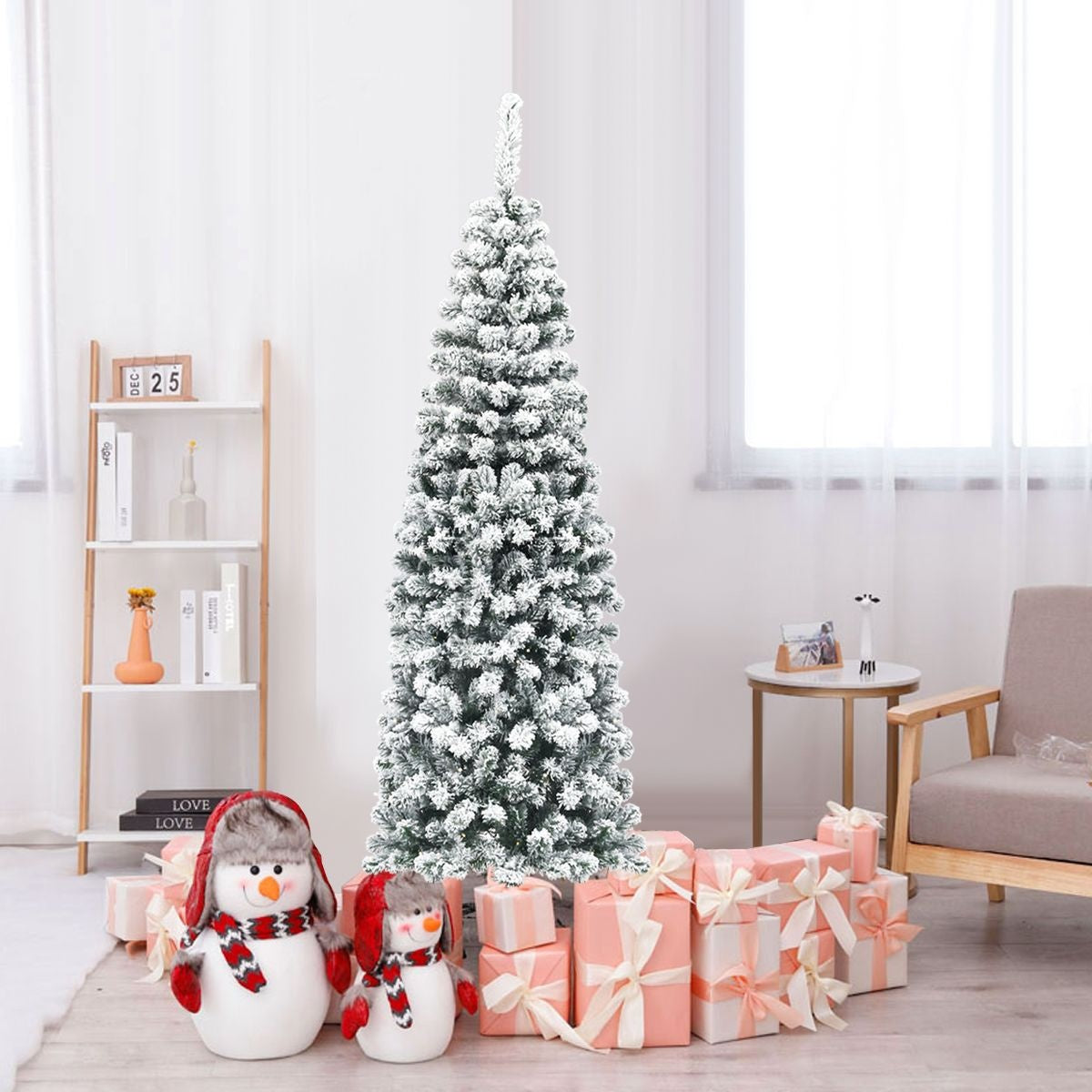 Coast Potlood Kerstboom Met Sneeuw - Met Metalen Voet - 180 cm