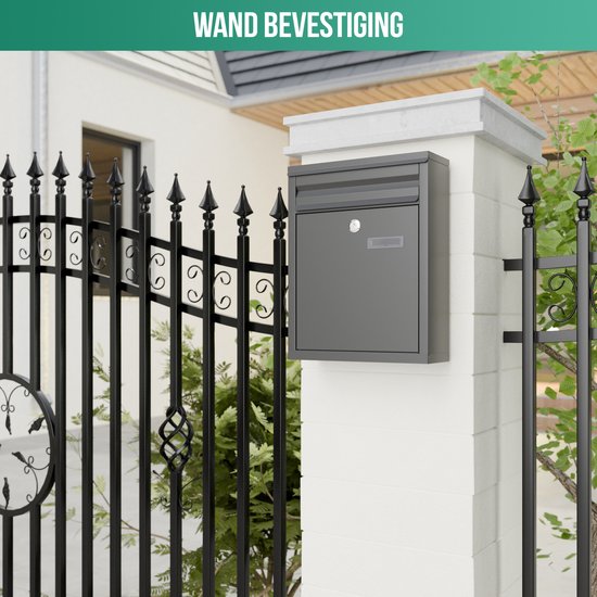 Avalo Brievenbus - Wandbrievenbus - Met Slot en 2 Sleutels - Incl. Montagemateriaal - Zwart