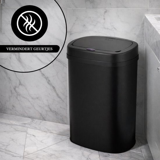 Bayt Prullenbak - Prullenbak 60 Liter - Prullenbak met Sensor - Vuilnisbak - Afvalbak - Metaal - Zwart